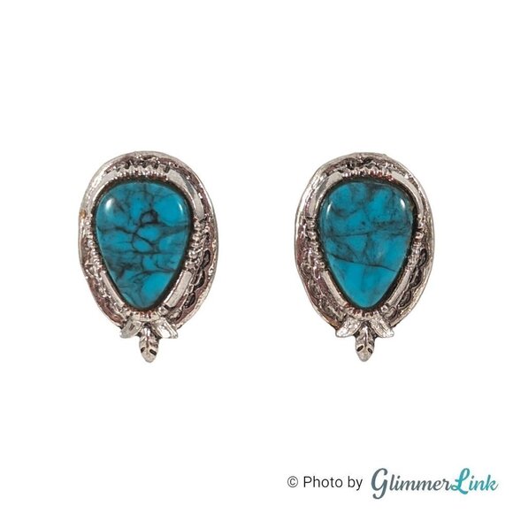 Vintage ART by Arthur Pepper Faux Turquoise Southwestern Style Clip On Earrings - Picture 1 of 10